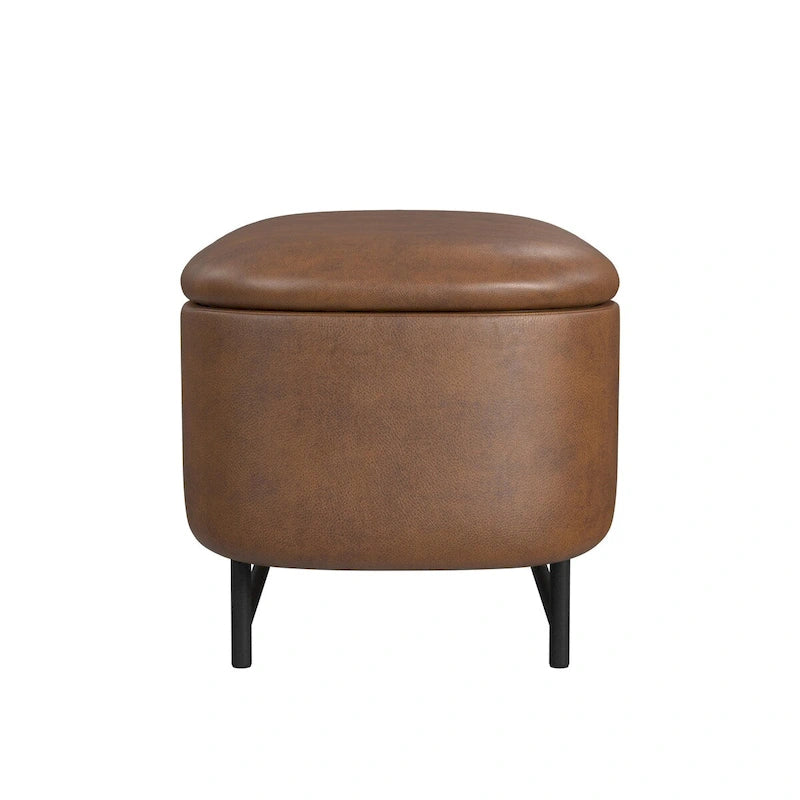 Banc de rangement capitonné Ellipse moderne avec pieds en métal pour entrée