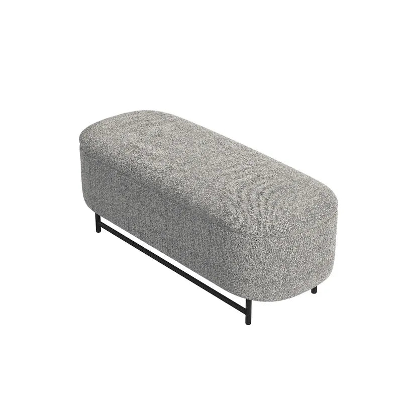 Banc de rangement capitonné Ellipse moderne avec pieds en métal pour entrée