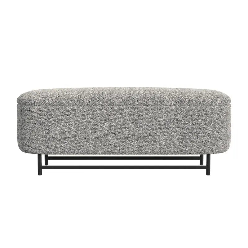 Banc de rangement capitonné Ellipse moderne avec pieds en métal pour entrée