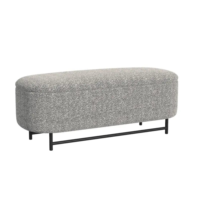 Banc de rangement capitonné Ellipse moderne avec pieds en métal pour entrée