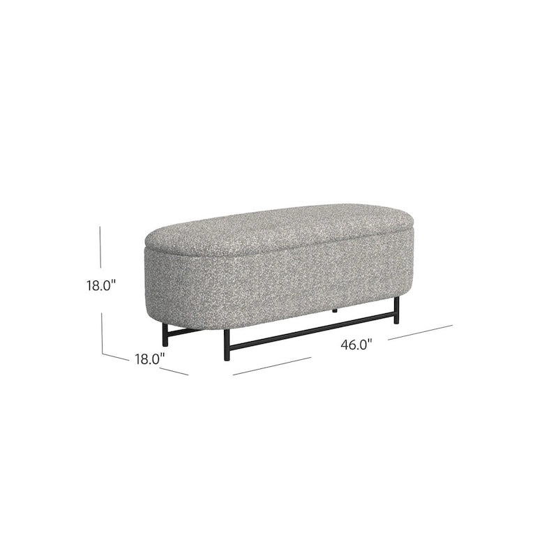 Banc de rangement capitonné Ellipse moderne avec pieds en métal pour entrée