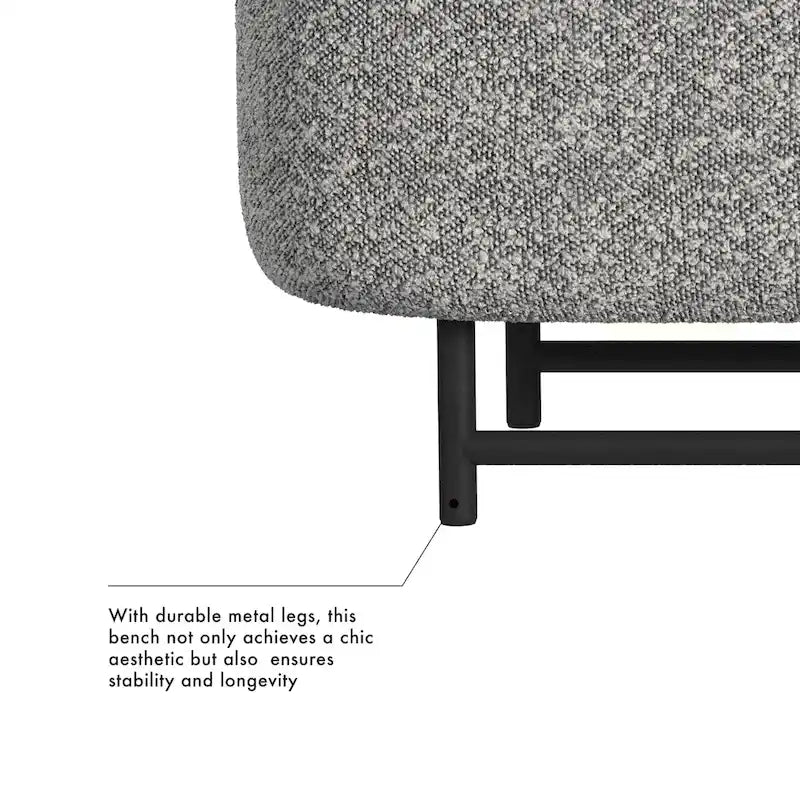 Banc de rangement capitonné Ellipse moderne avec pieds en métal pour entrée