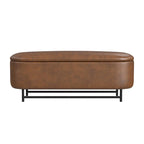Banc de rangement capitonné Ellipse moderne avec pieds en métal pour entrée