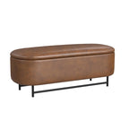 Banc de rangement capitonné Ellipse moderne avec pieds en métal pour entrée