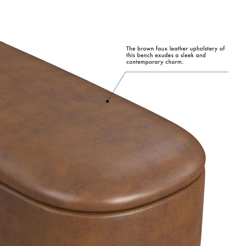 Banc de rangement capitonné Ellipse moderne avec pieds en métal pour entrée