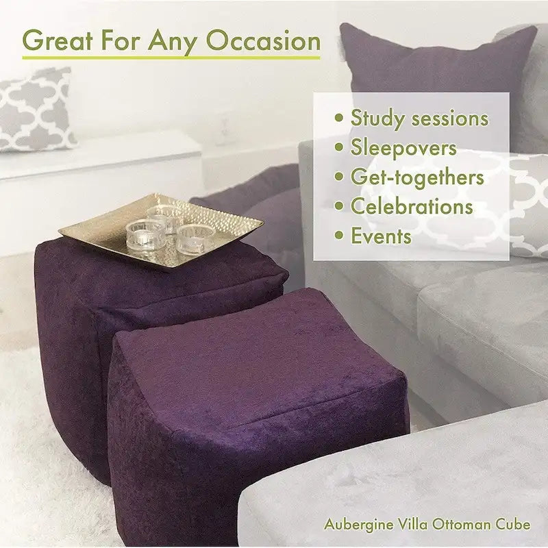 Pouffe cube ottoman d'intérieur/extérieur en bambou Majestic Home Goods