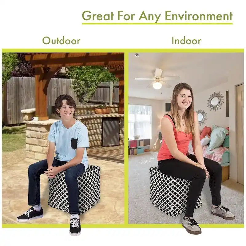 Pouffe cube ottoman d'intérieur/extérieur en bambou Majestic Home Goods