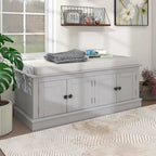 Banc à chaussures de rangement avec 4 portes et étagères réglables, coussin amovible