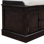 Banc à chaussures de rangement avec 4 portes et étagères réglables, coussin amovible