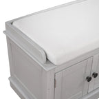 Banc à chaussures de rangement avec 4 portes et étagères réglables, coussin amovible