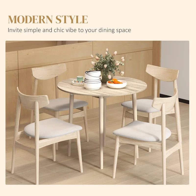HOMCOM Table de salle à manger ronde pliante 35", Table pliante à abattants pour petits espaces, Petite table de cuisine avec pieds en bois massif