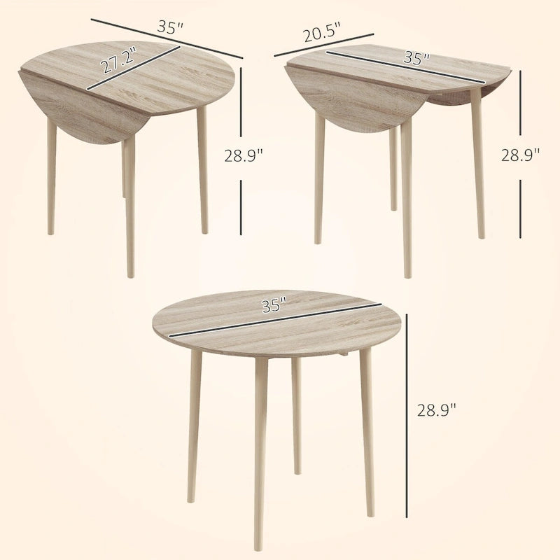 HOMCOM Table de salle à manger ronde pliante 35", Table pliante à abattants pour petits espaces, Petite table de cuisine avec pieds en bois massif