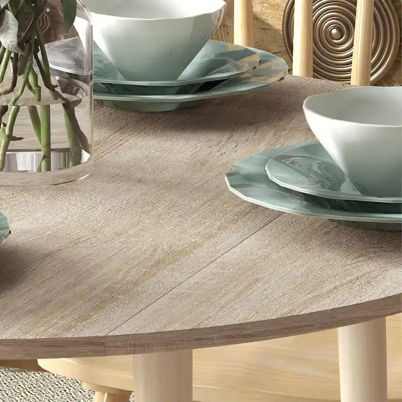 HOMCOM Table de salle à manger ronde pliante 35", Table pliante à abattants pour petits espaces, Petite table de cuisine avec pieds en bois massif