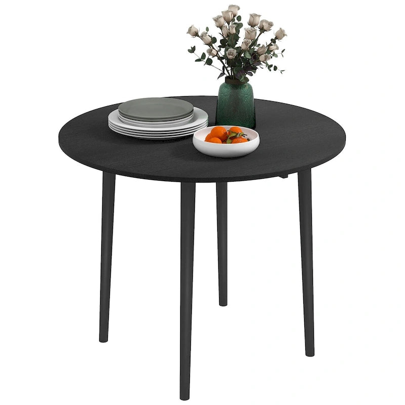 HOMCOM Table de salle à manger ronde pliante 35", Table pliante à abattants pour petits espaces, Petite table de cuisine avec pieds en bois massif