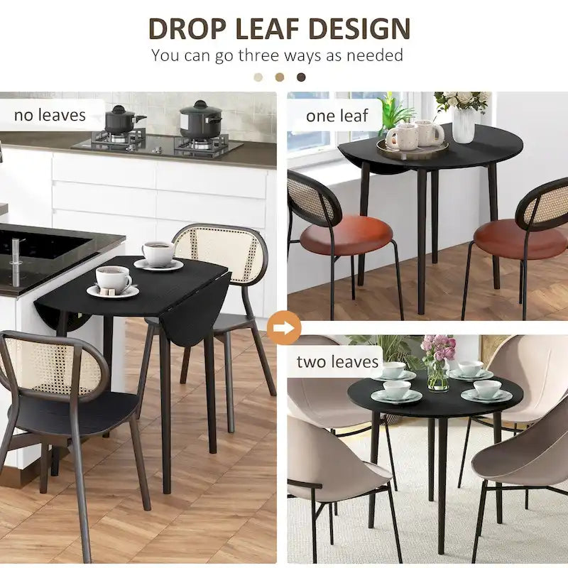 HOMCOM Table de salle à manger ronde pliante 35", Table pliante à abattants pour petits espaces, Petite table de cuisine avec pieds en bois massif