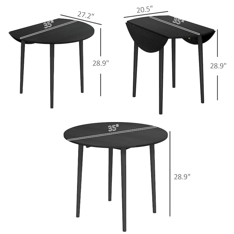 HOMCOM Table de salle à manger ronde pliante 35", Table pliante à abattants pour petits espaces, Petite table de cuisine avec pieds en bois massif