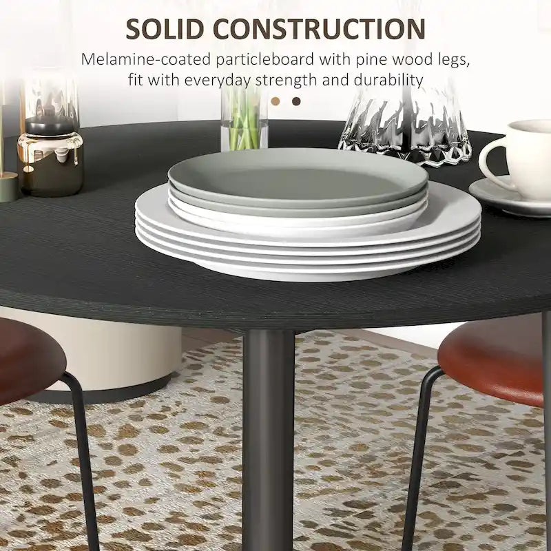 HOMCOM Table de salle à manger ronde pliante 35", Table pliante à abattants pour petits espaces, Petite table de cuisine avec pieds en bois massif