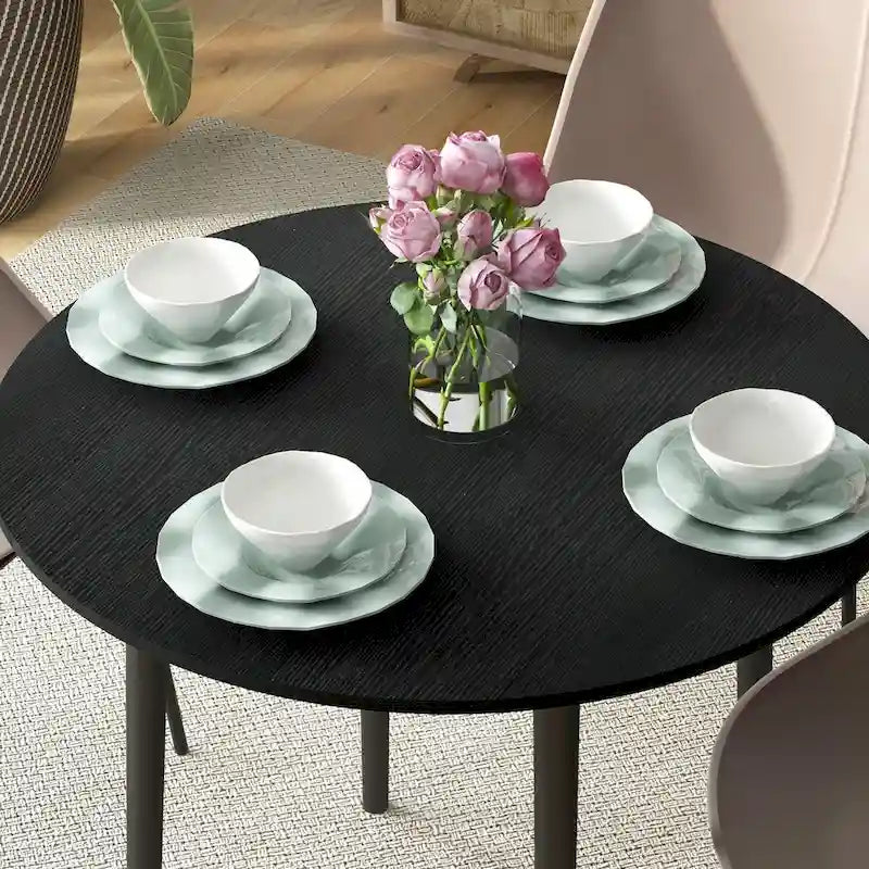 HOMCOM Table de salle à manger ronde pliante 35", Table pliante à abattants pour petits espaces, Petite table de cuisine avec pieds en bois massif