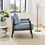 Fauteuil d'appoint en chenille de style Mid-Century avec pieds en bois