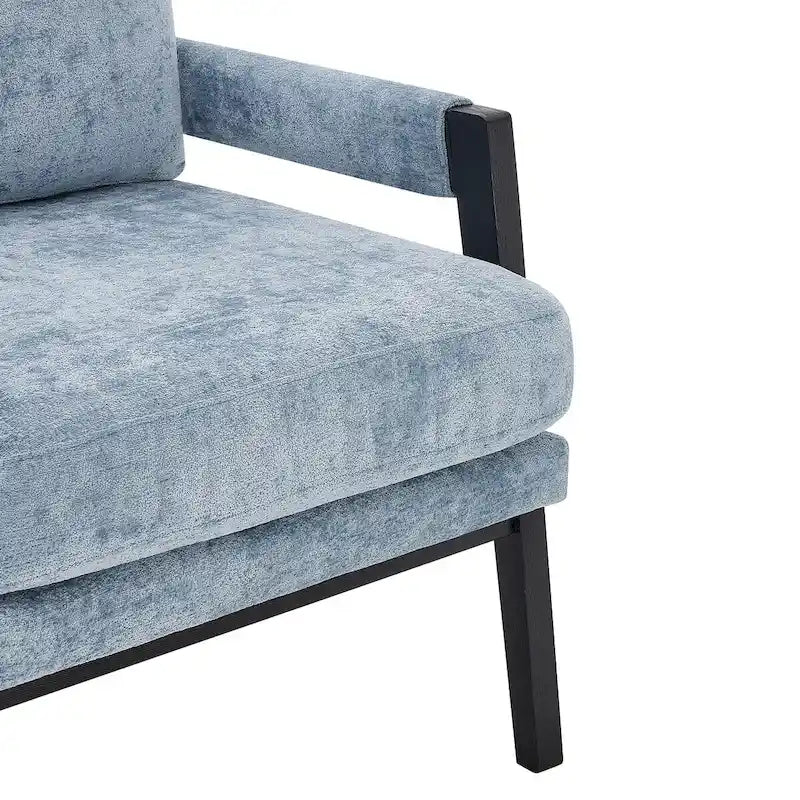 Fauteuil d'appoint en chenille de style Mid-Century avec pieds en bois