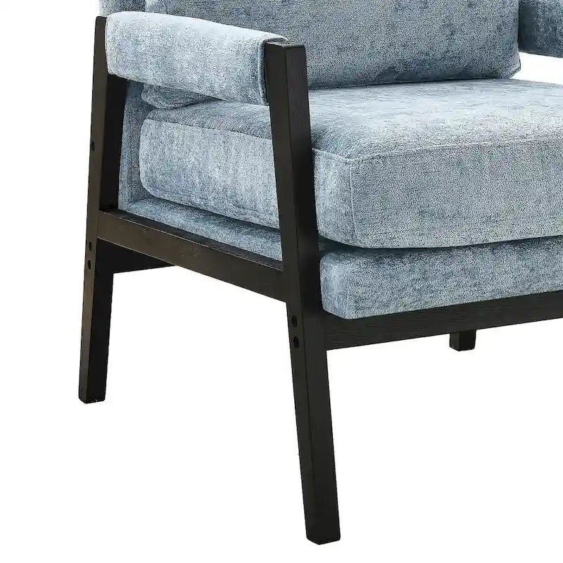 Fauteuil d'appoint en chenille de style Mid-Century avec pieds en bois