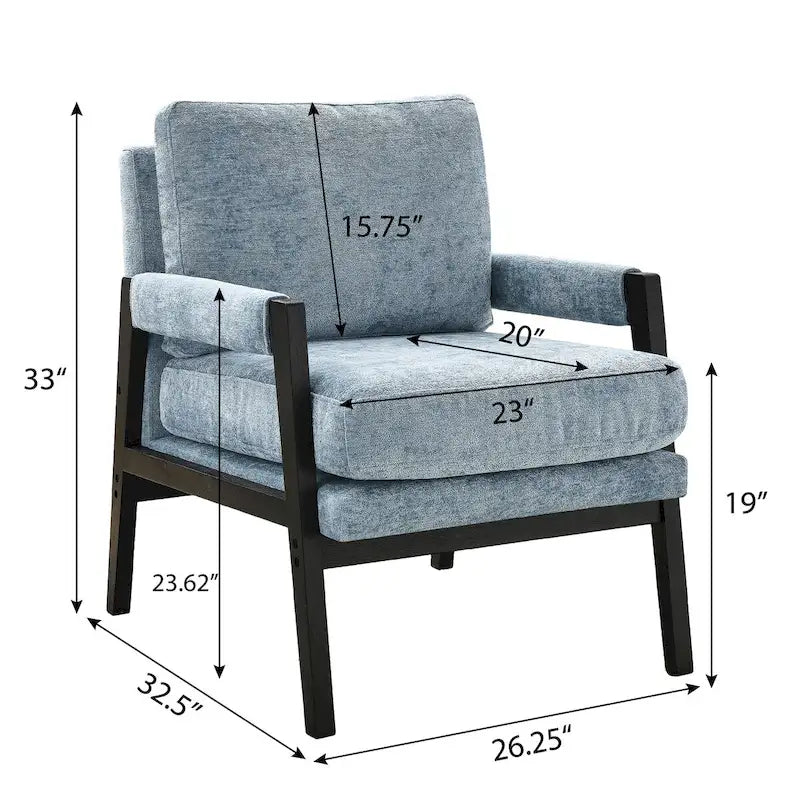 Fauteuil d'appoint en chenille de style Mid-Century avec pieds en bois