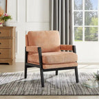 Fauteuil d'appoint en chenille de style Mid-Century avec pieds en bois