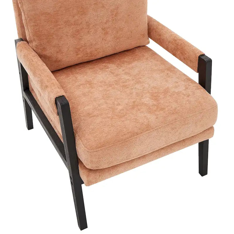 Fauteuil d'appoint en chenille de style Mid-Century avec pieds en bois