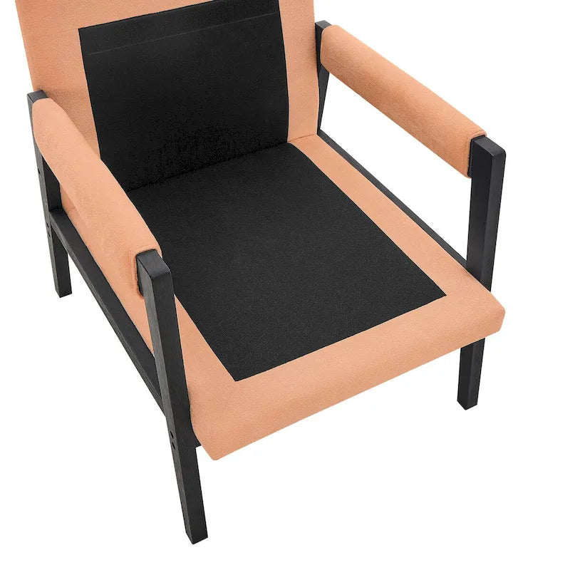 Fauteuil d'appoint en chenille de style Mid-Century avec pieds en bois