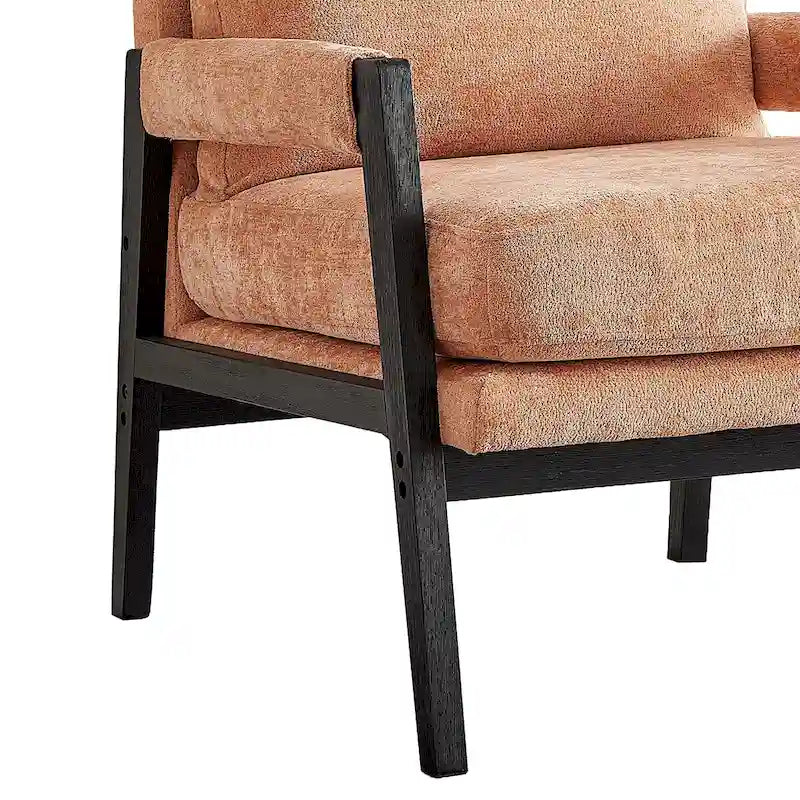 Fauteuil d'appoint en chenille de style Mid-Century avec pieds en bois