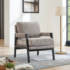 Fauteuil d'appoint en chenille de style Mid-Century avec pieds en bois