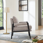 Fauteuil d'appoint en chenille de style Mid-Century avec pieds en bois