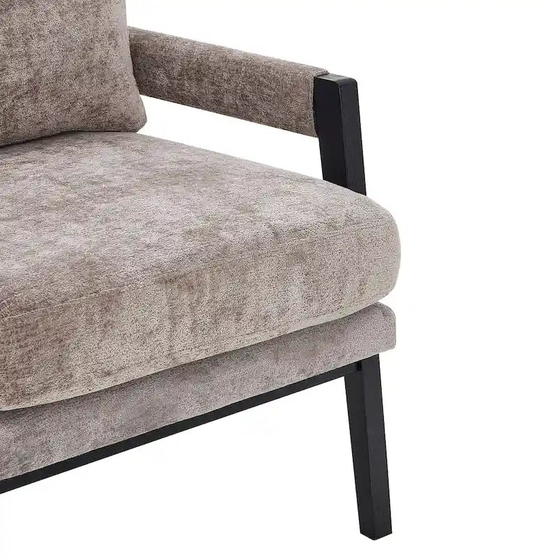 Fauteuil d'appoint en chenille de style Mid-Century avec pieds en bois