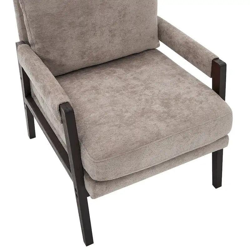 Fauteuil d'appoint en chenille de style Mid-Century avec pieds en bois