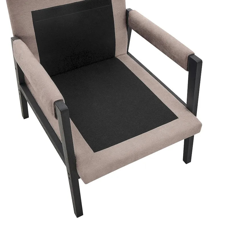 Fauteuil d'appoint en chenille de style Mid-Century avec pieds en bois