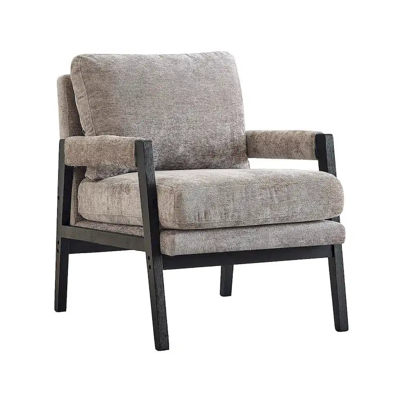 Fauteuil d'appoint en chenille de style Mid-Century avec pieds en bois
