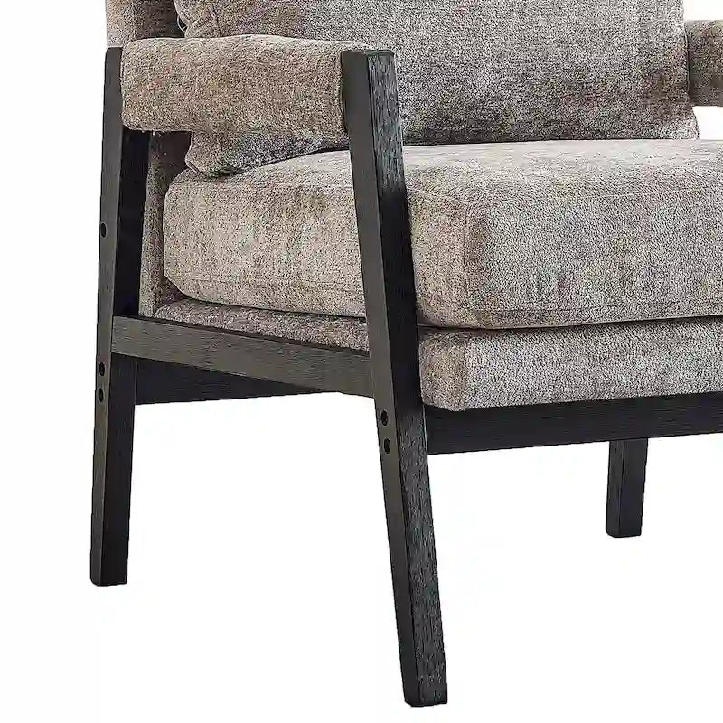 Fauteuil d'appoint en chenille de style Mid-Century avec pieds en bois