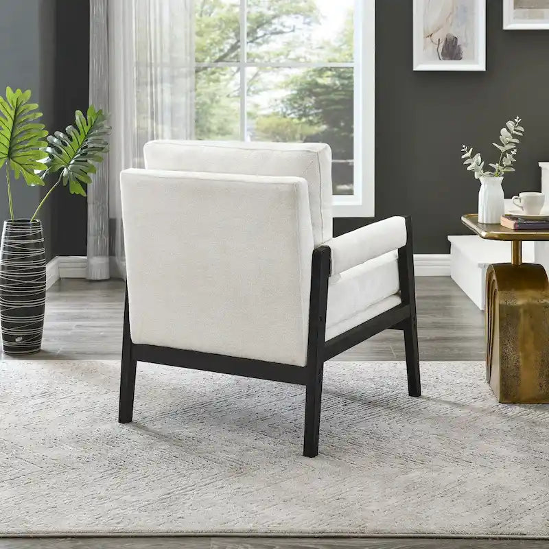Fauteuil d'appoint en chenille de style Mid-Century avec pieds en bois
