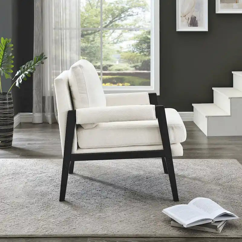 Fauteuil d'appoint en chenille de style Mid-Century avec pieds en bois