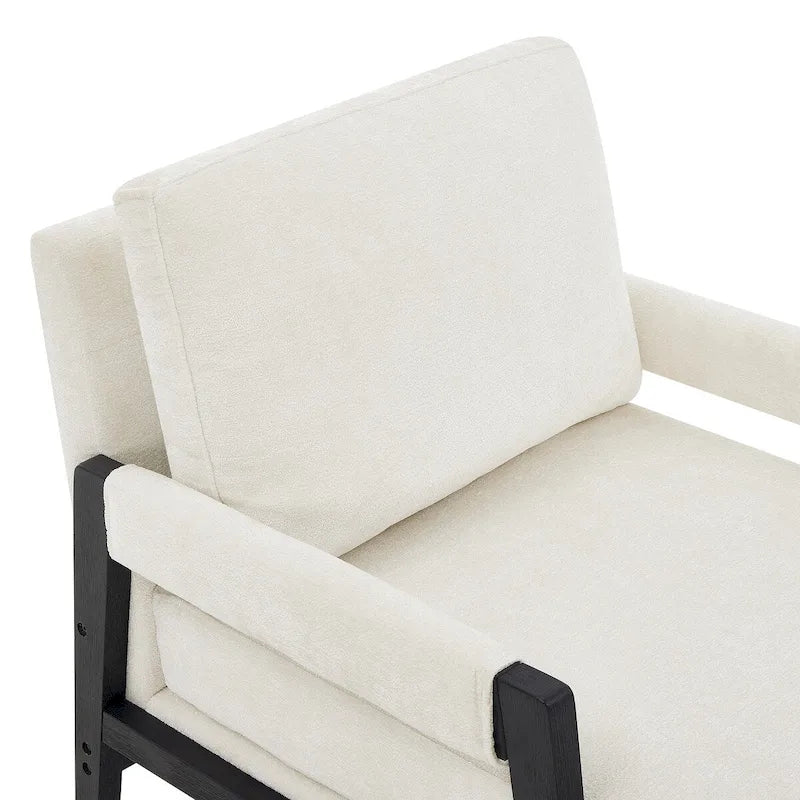 Fauteuil d'appoint en chenille de style Mid-Century avec pieds en bois
