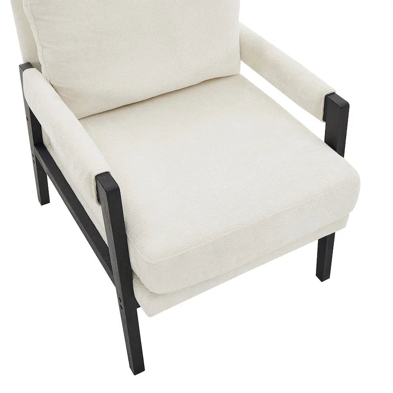 Fauteuil d'appoint en chenille de style Mid-Century avec pieds en bois