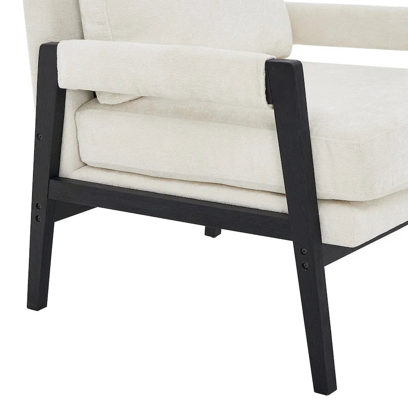 Fauteuil d'appoint en chenille de style Mid-Century avec pieds en bois