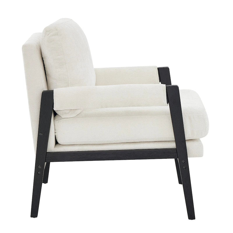 Fauteuil d'appoint en chenille de style Mid-Century avec pieds en bois