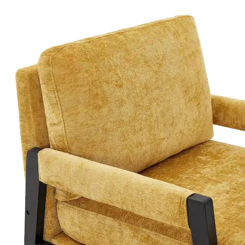 Fauteuil d'appoint en chenille de style Mid-Century avec pieds en bois