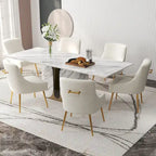 SEYNAR Velvet Upholstered Dining Chair Set of 6, Modern Glam Armless Side Chair