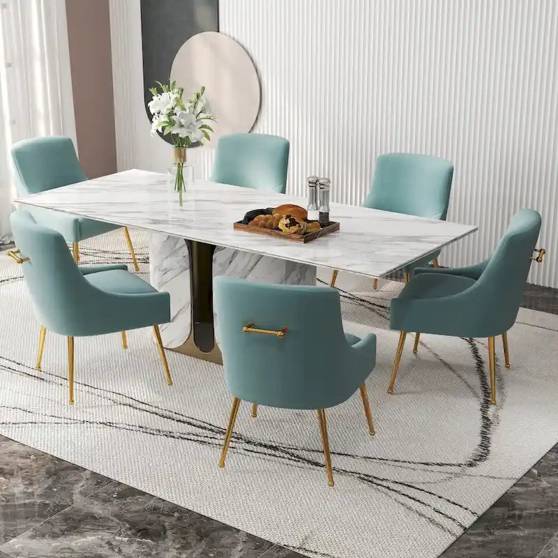 Lot de 6 chaises de salle à manger SEYNAR en velours, chaises d'appoint modernes sans accoudoirs