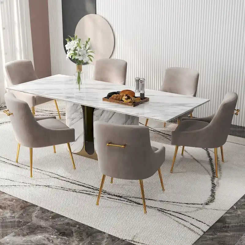Lot de 6 chaises de salle à manger SEYNAR en velours, chaises d'appoint modernes sans accoudoirs