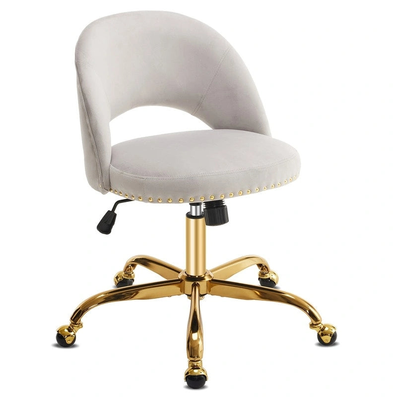 Chaise de bureau en velours Fauteuil de bureau pivotant Fauteuil moderne en tissu mignon Chaises de bureau à domicile avec roulettes