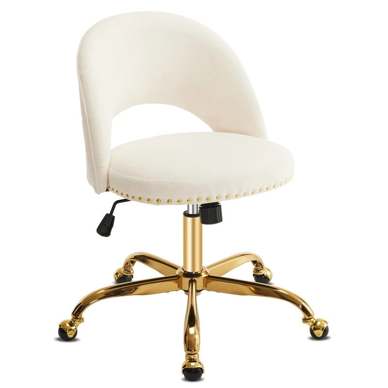 Chaise de bureau en velours Fauteuil de bureau pivotant Fauteuil moderne en tissu mignon Chaises de bureau à domicile avec roulettes