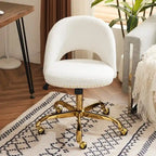 Chaise de bureau en velours Fauteuil de bureau pivotant Fauteuil moderne en tissu mignon Chaises de bureau à domicile avec roulettes